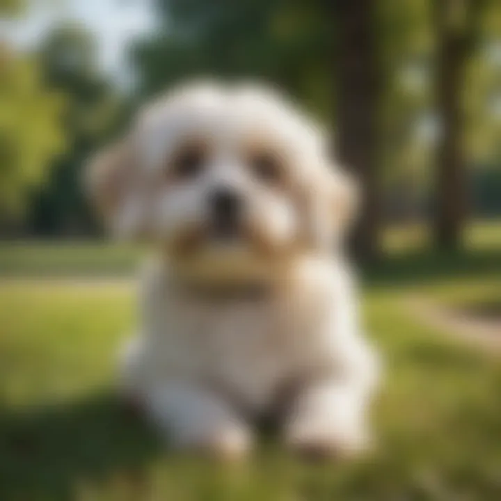 A playful Cavachon enjoying a sunny day in the park