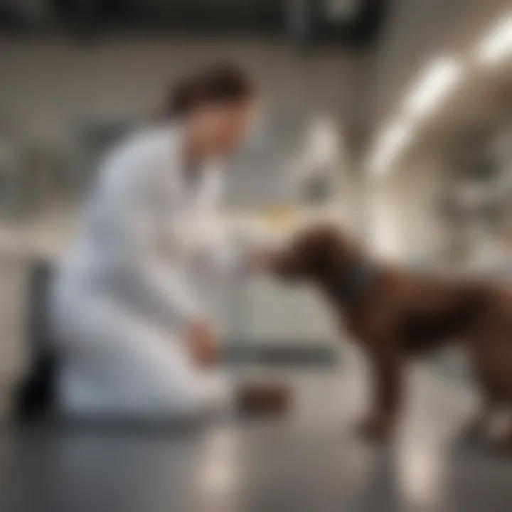 A veterinarian examining a dog in a clinic