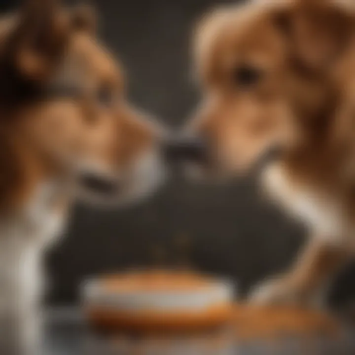 A veterinarian examining a dog for food sensitivities