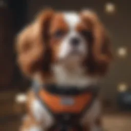 Cavalier King Charles Spaniel wearing a comfortable harness