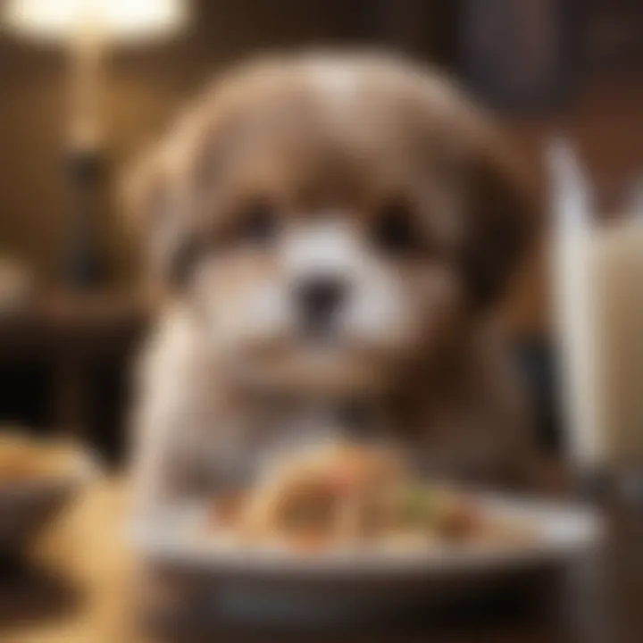 A Shih Poo puppy enjoying a nutritious meal