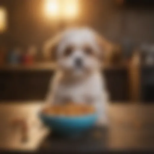 A vibrant bowl of high-quality puppy food for Shih Poo puppies