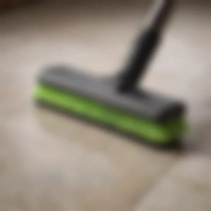 Close-up of vacuum cleaner brush designed for tile cleaning and pet hair