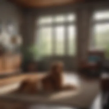 A cozy home environment with a dog relaxing.