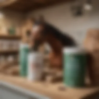 Variety of wormer products on a stable shelf, showcasing options available