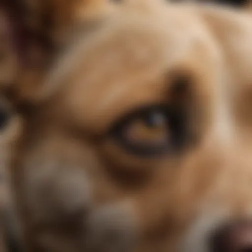 A close-up of a dog's face showing tear stains