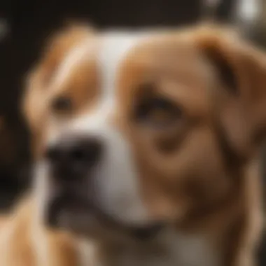 A dog receiving grooming attention focused on the eye area