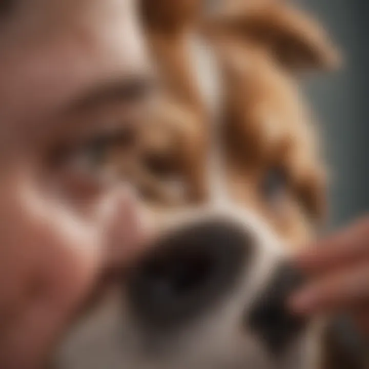 A veterinarian examining a dog's eye health