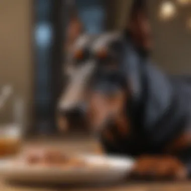 Healthy Doberman enjoying a nutritious meal