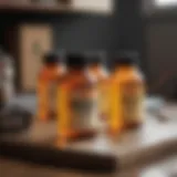 A variety of chemical flea killers displayed on a shelf.