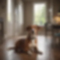 Dog displaying obedience in a home setting