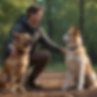 Interactive Training Between Canine and Caretaker Training session between a dog and owner