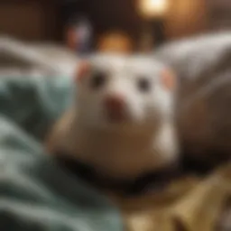 Cozy bedding setup for ferrets