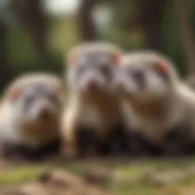 Two ferrets playing together, showcasing their social behavior