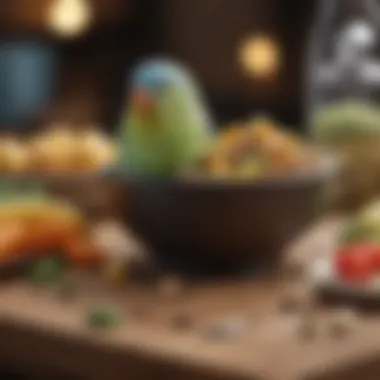 Balanced Diet Options for Parrotlets A well-balanced bowl showcasing a variety of foods for parrotlets