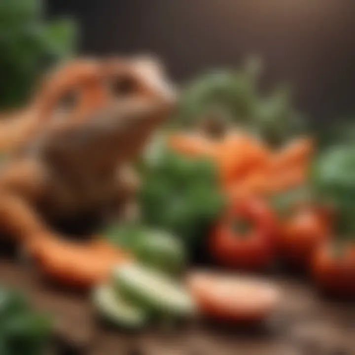 Colorful assortment of vegetables suitable for bearded dragons