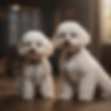 Trainer demonstrating positive reinforcement techniques with Bichon Poodle