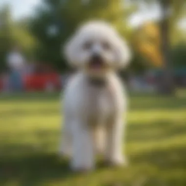 Bichon Poodle socializing with other dogs in a park