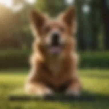 A happy dog playing on a grass pad, showcasing positive behavior.