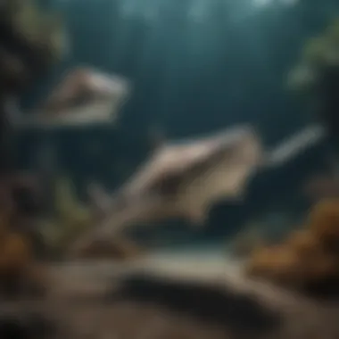 Angel Sharks in Their Natural Environment A vibrant underwater scene featuring multiple angel sharks in their natural environment.