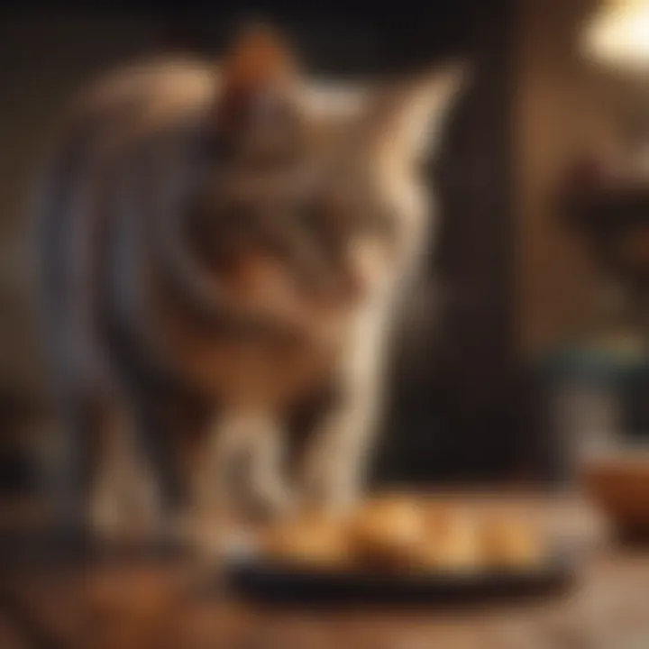 A playful cat eagerly anticipating a delicious homemade treat