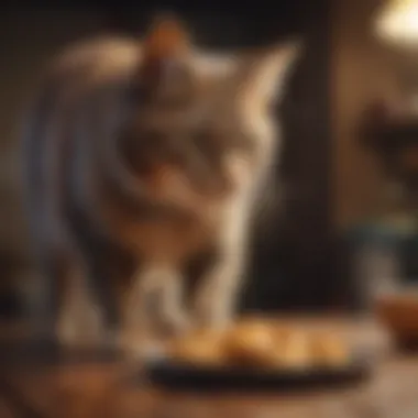 Curious Cat Waiting for a Tasty Reward A playful cat eagerly anticipating a delicious homemade treat