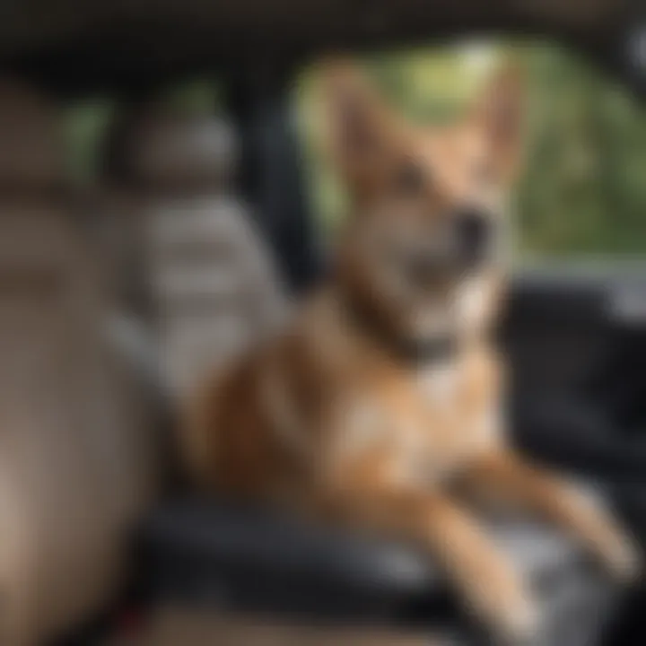 Compact dog booster seat installed in a car