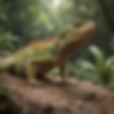 A peaceful outdoor scene encouraging lizard habitats away from homes.