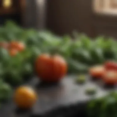 Culinary uses of vegetables displayed in a creative arrangement