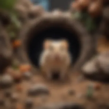 Cozy Gerbil Habitat with Toys A cozy gerbil habitat filled with toys and tunnels