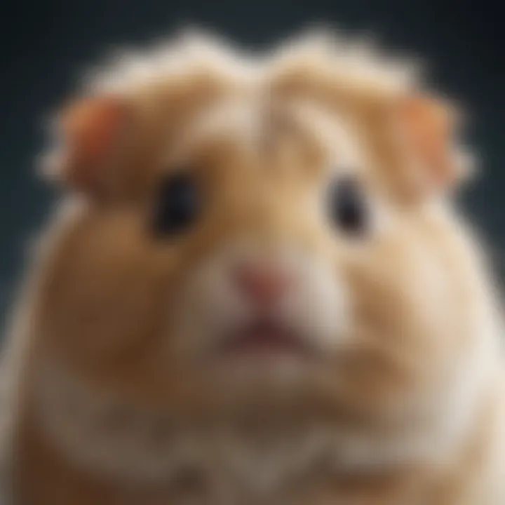 A close-up of a fluffy gerbil with bright eyes