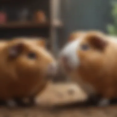 Social Interaction of Guinea Pigs Illustration showing social interaction between two guinea pigs