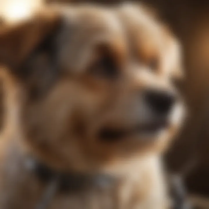 Close-up of a dog being groomed with clippers.