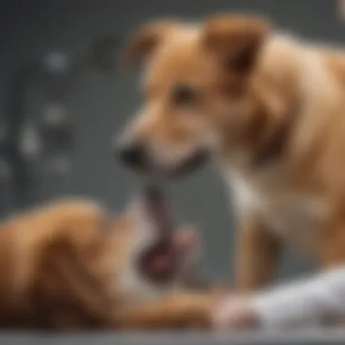 A happy dog receiving treatment from a veterinarian, highlighting the importance of seeking professional care.