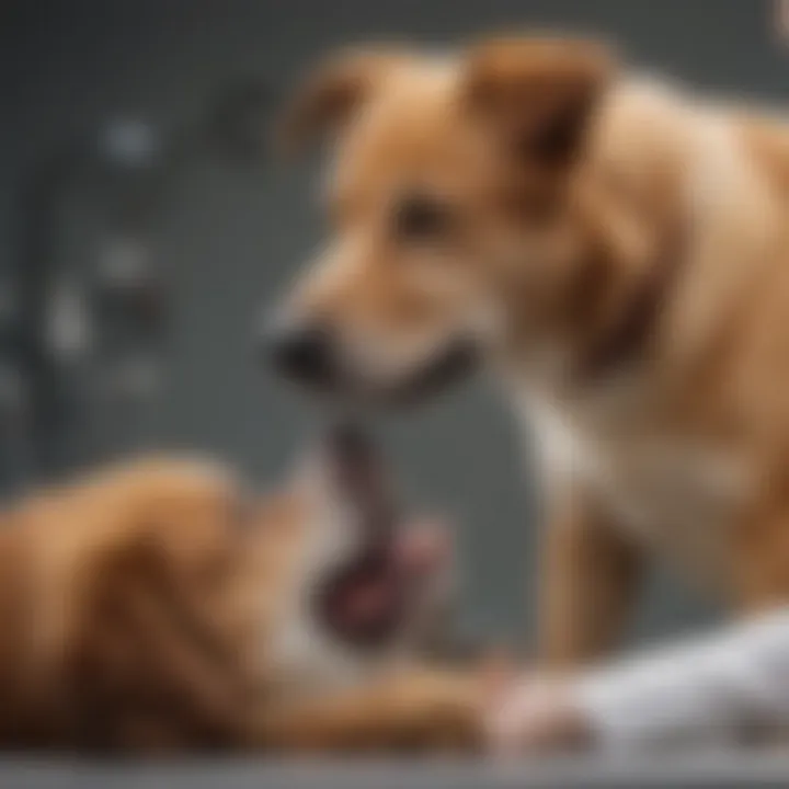 A happy dog receiving treatment from a veterinarian, highlighting the importance of seeking professional care.