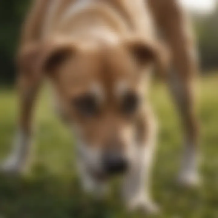 A dog scratching itself, indicating possible allergies or irritants