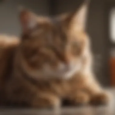 A cat receiving flea medication from a veterinarian