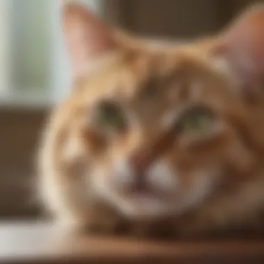 A cat peacefully resting after receiving treatment for ear mites