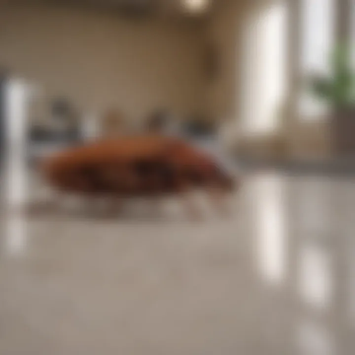 Close-up of a cockroach on a kitchen counter