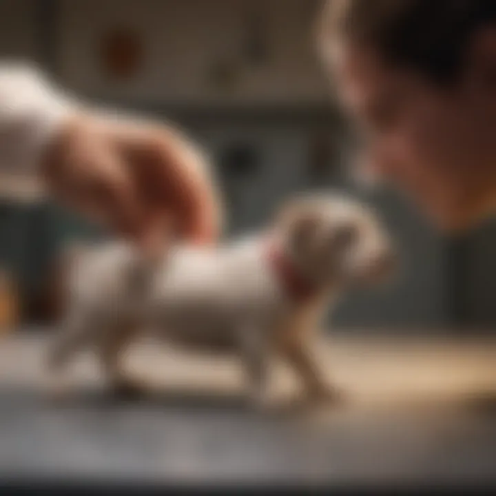 Veterinarian examining a dog for mite concerns