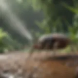 A close-up of a bug fogger in action, dispersing mist in a garden.