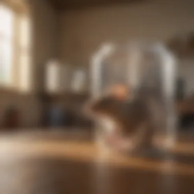 Sealed food containers and blocked entry points in a room to prevent mouse access.