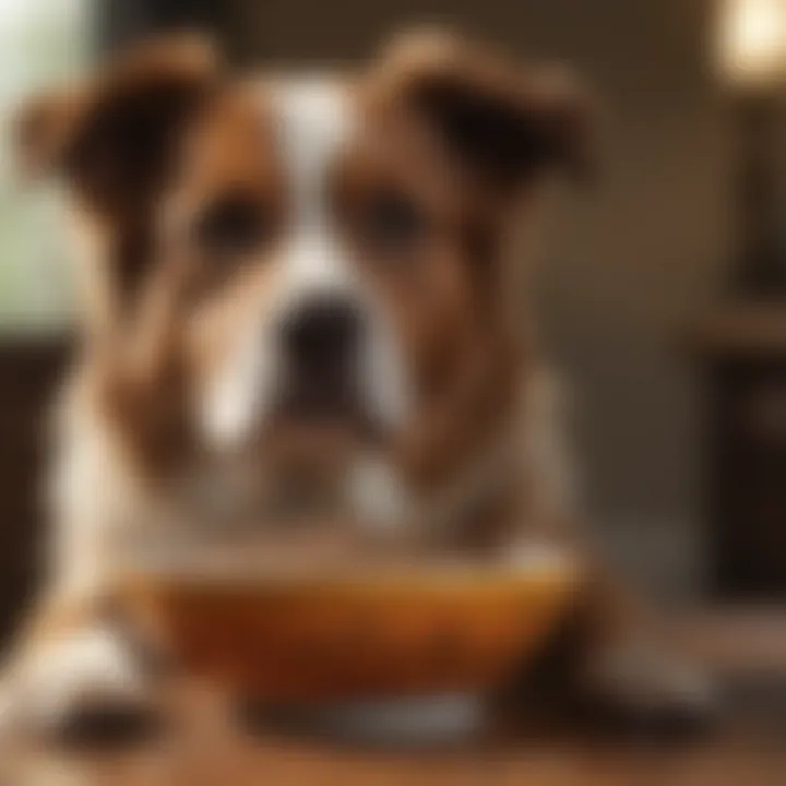 A bowl of nutritious dog food to promote healthy skin and coat.