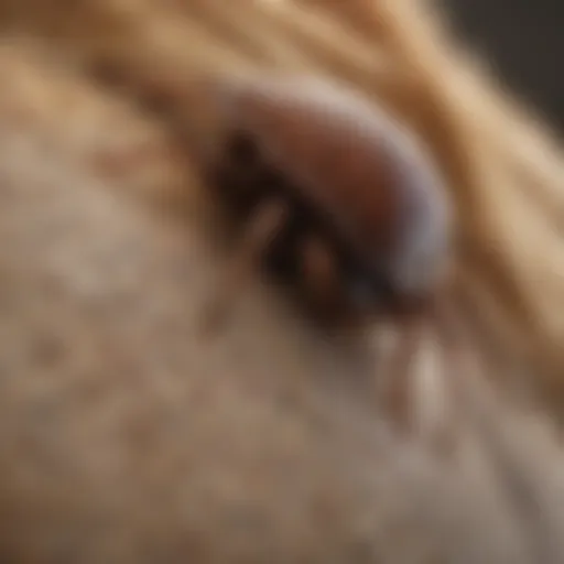 Close-up of a tick on a dog's fur