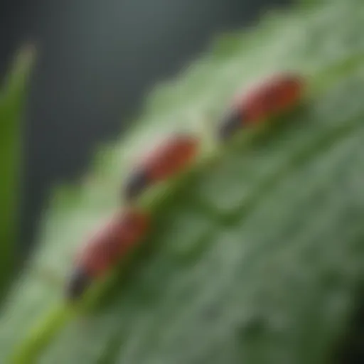 Close-up of aphids on a plant leaf