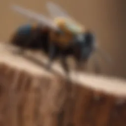 Close-up of a carpenter bee on wood
