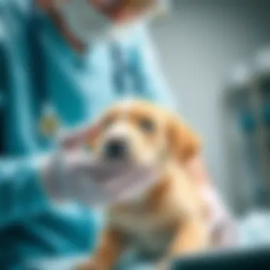 Veterinarian conducting a diagnosis on a puppy
