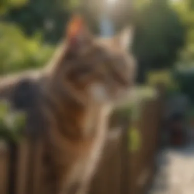 A garden with protective barriers against cats
