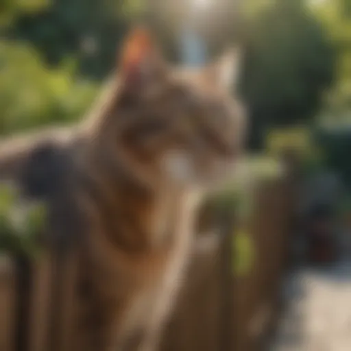 A garden with protective barriers against cats