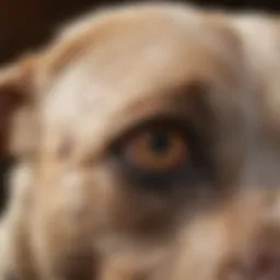 A close-up view of a dog's skin showing signs of mange infestation